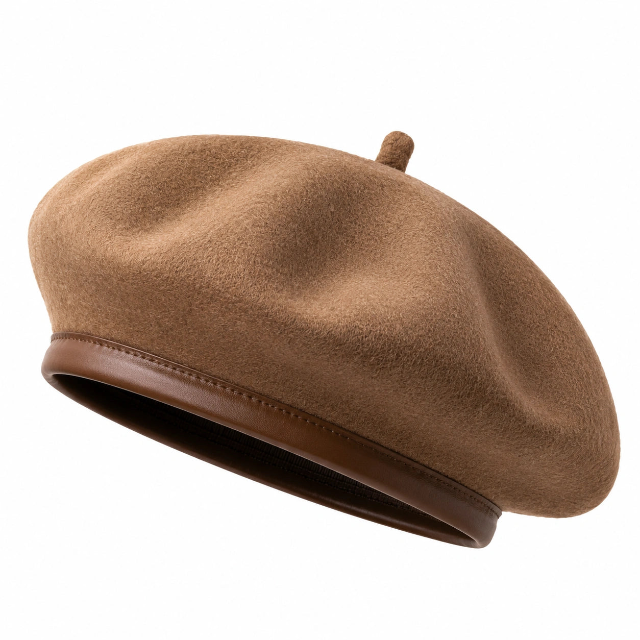 Béret taille unique marron en textile aspect feutré - style classique