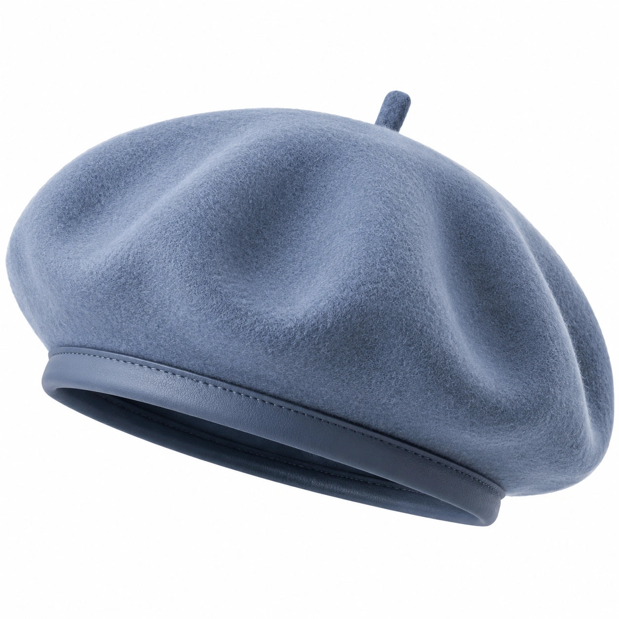 Béret taille unique en textile effet feutré bleu gris style classique