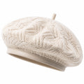 Béret en maille écru taille unique - texture relief style classique