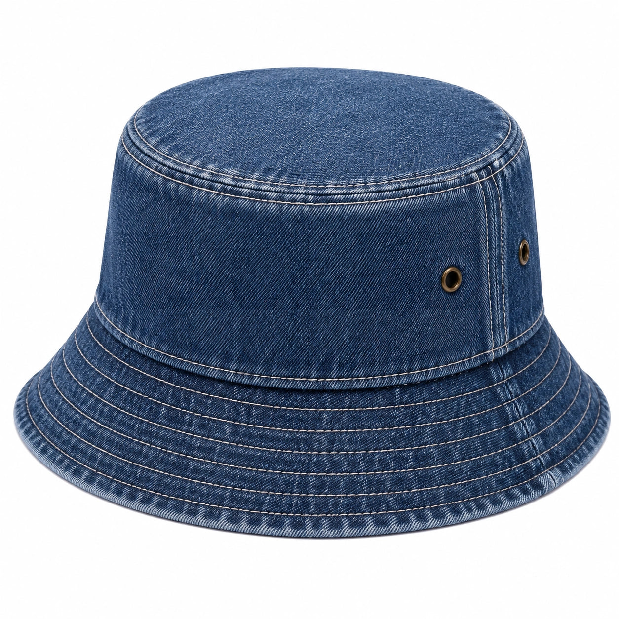 Chapeau bob taille unique en denim bleu avec œillets style décontracté