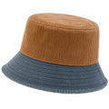 Chapeau bob taille unique en velours côtelé et denim marron bleu style décontracté