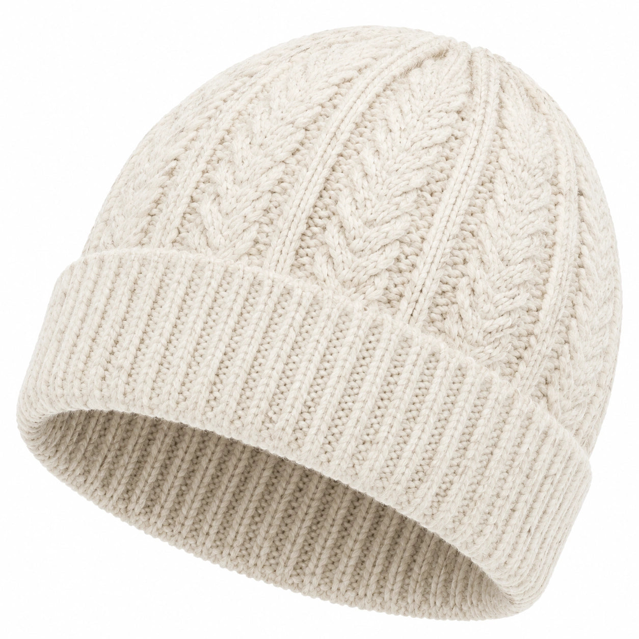 Bonnet taille unique écru en maille tricotée pour hiver
