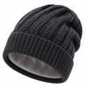 Bonnet taille unique noir en maille doublé pour adulte