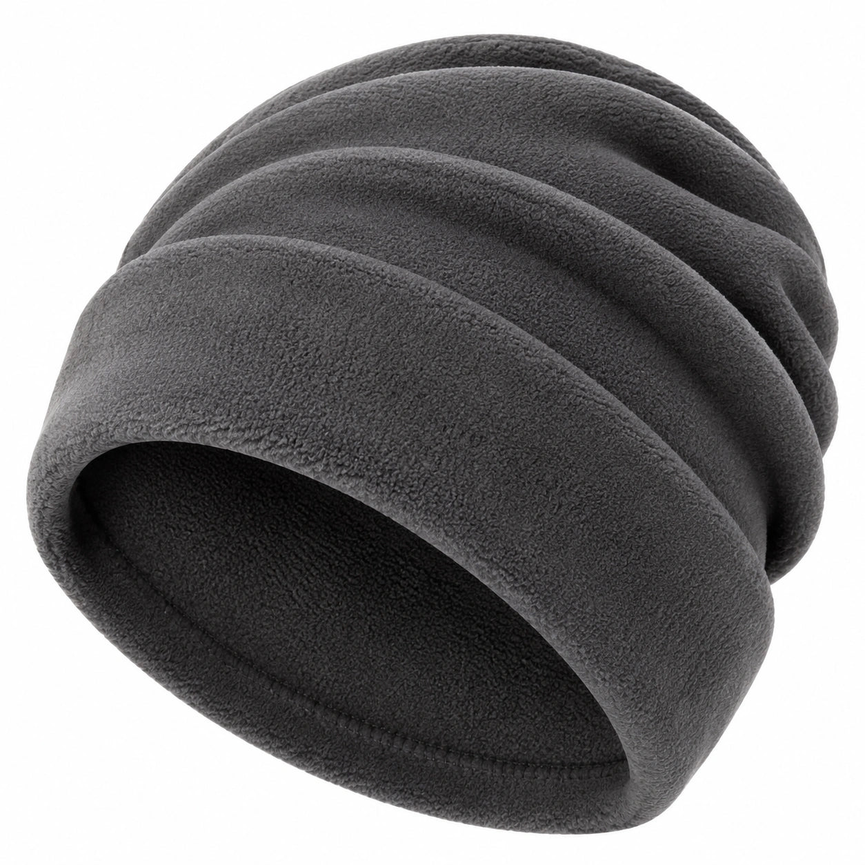 Bonnet taille unique en tissu polaire gris foncé à revers pour usage quotidien