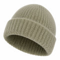 Bonnet taille unique en maille vert sauge à revers - style côtelé pour adulte