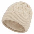 Bonnet en maille crème taille unique doublé chaud style torsadé