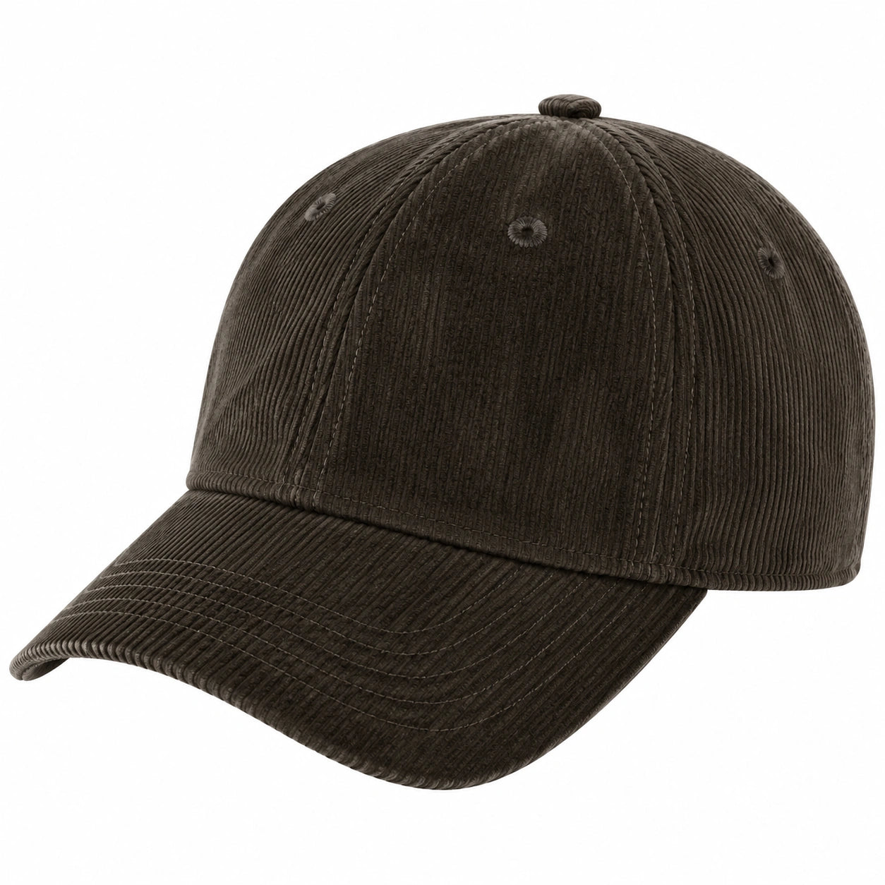 Casquette taille unique en velours côtelé brun foncé à visière courbée style décontracté