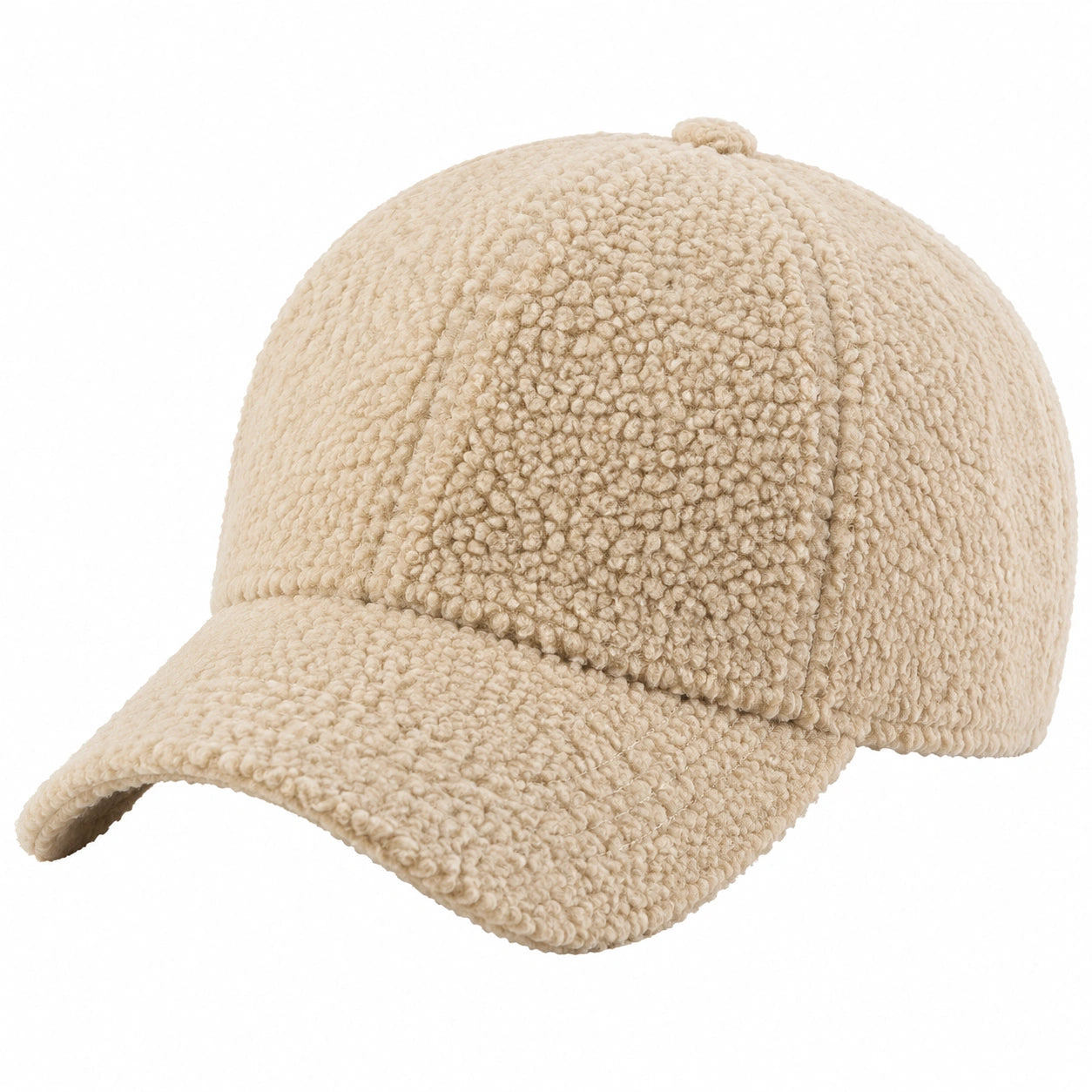 Casquette taille unique en tissu bouclette beige à visière courbée style décontracté