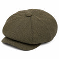 Casquette gavroche taille unique tissu texturé vert kaki style rétro