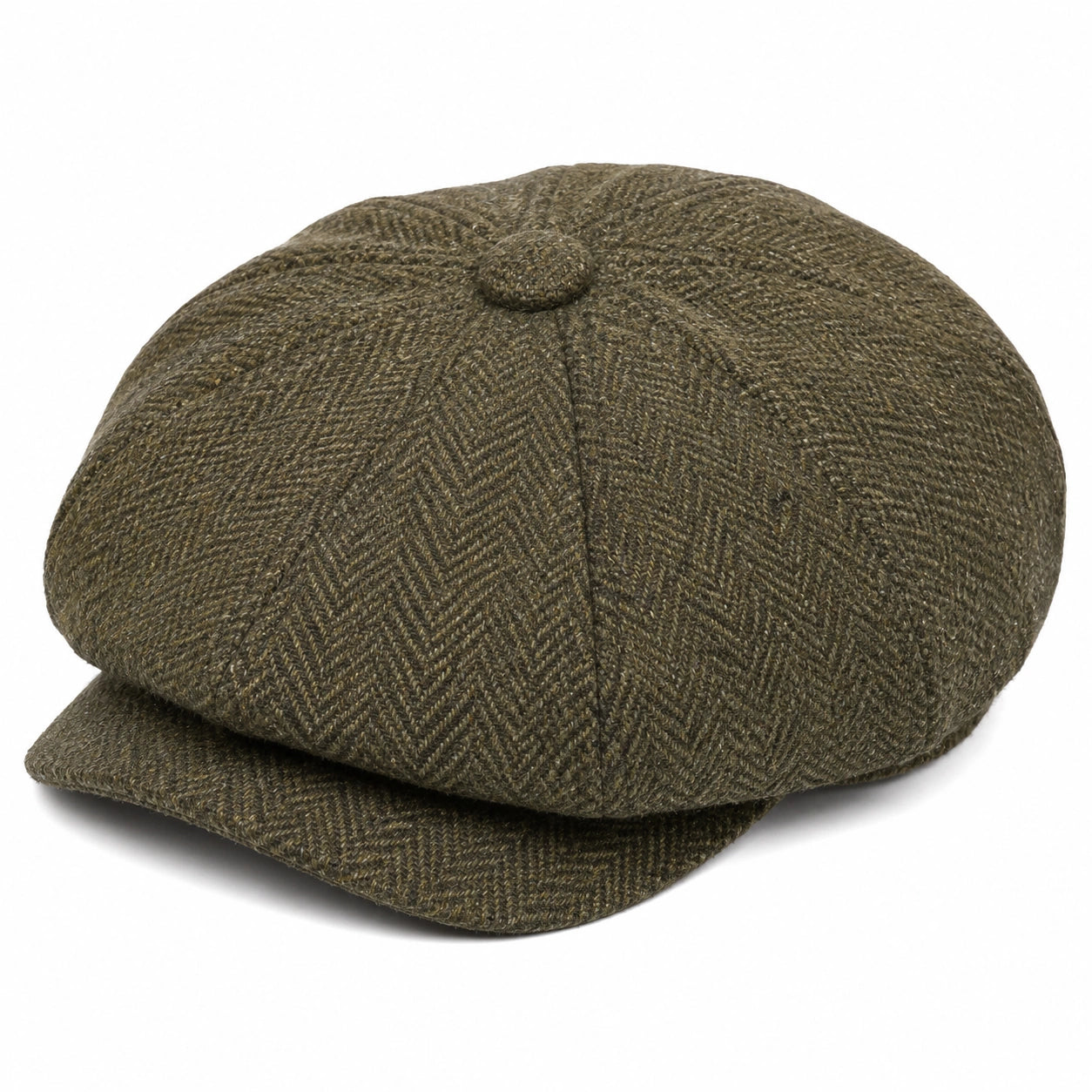Casquette gavroche taille unique tissu texturé vert kaki style rétro