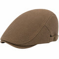 Casquette plate taille unique en tissu texturé marron avec sangle réglable style classique