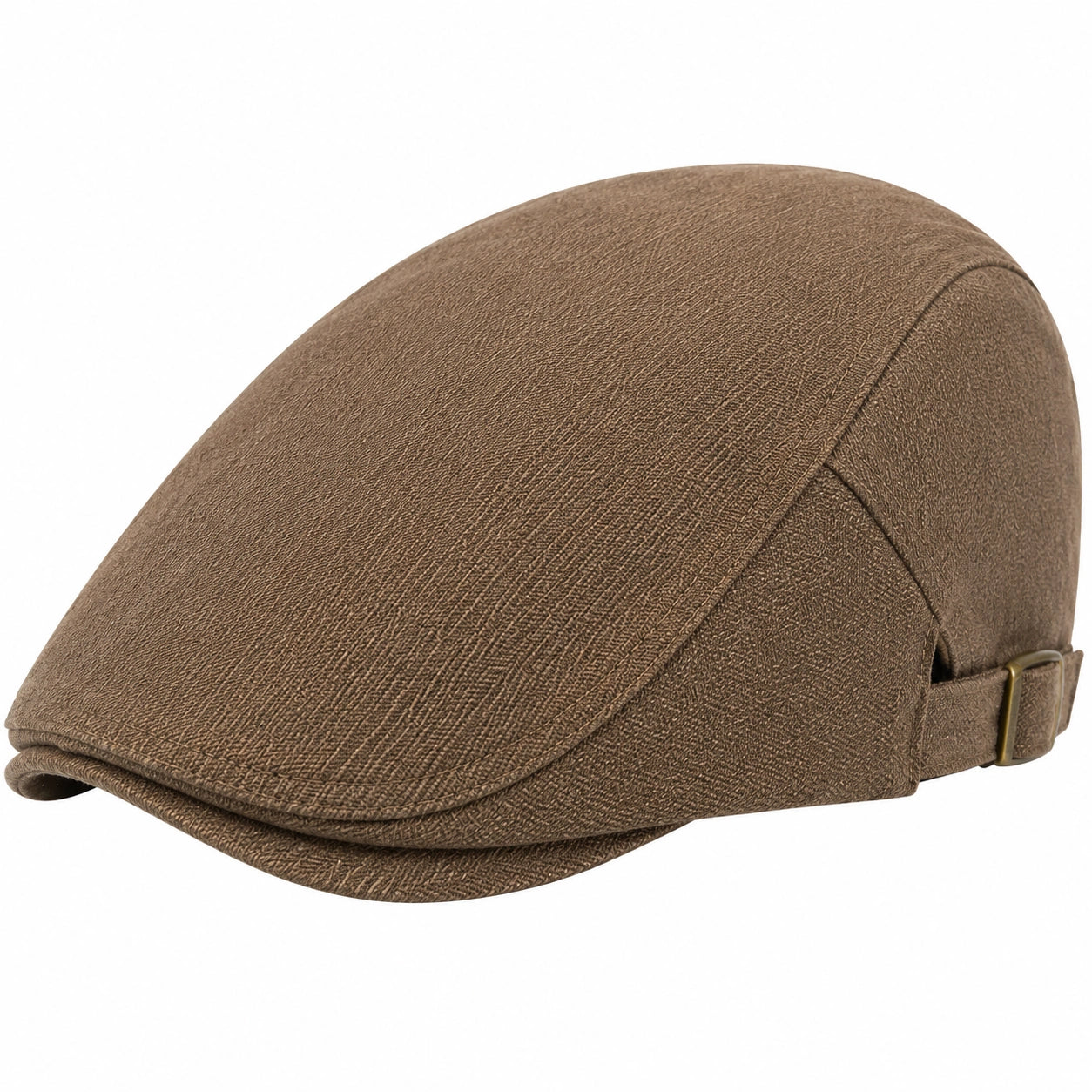 Casquette plate taille unique en tissu texturé marron avec sangle réglable style classique