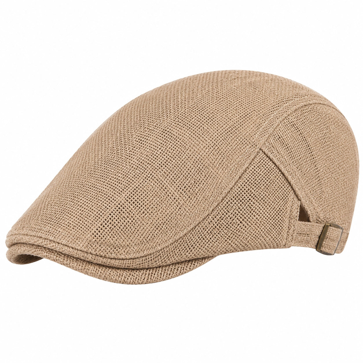 Casquette plate taille unique textile tissé beige réglable style classique