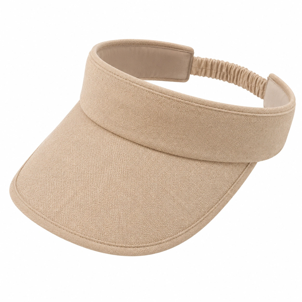 Visière taille unique en tissu beige à bande élastique pour protection du visage