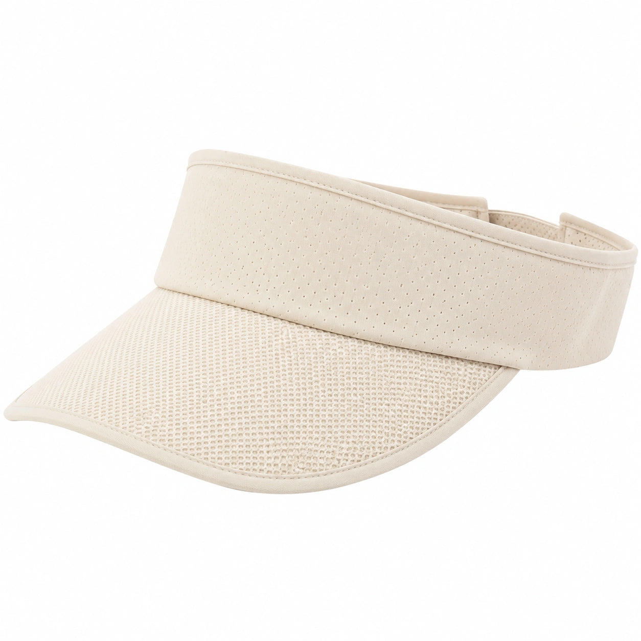 Visière de sport taille unique en tissu synthétique beige respirante ajustable